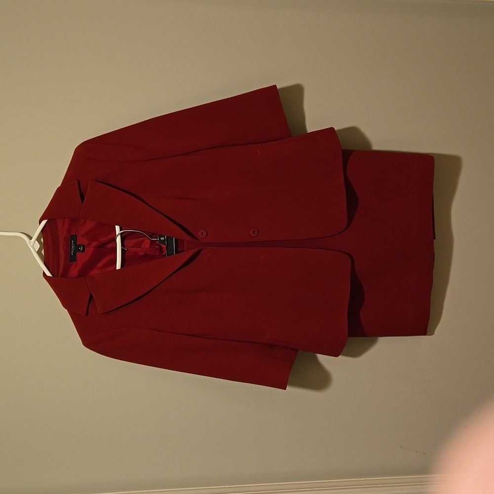 Ann Taylor crimson gorgous red  Blazer and skirt suit set